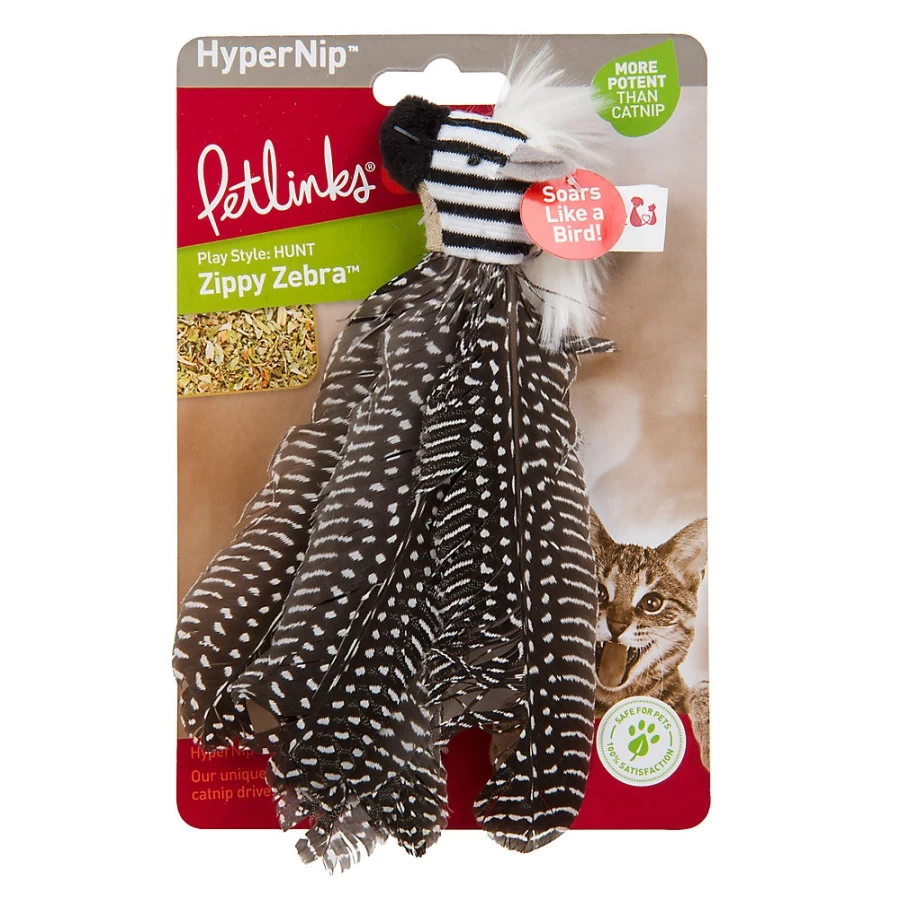 PetSmart Zippy Zebra Feather Cat Toy - Interactive HyperNip Toy for Cats