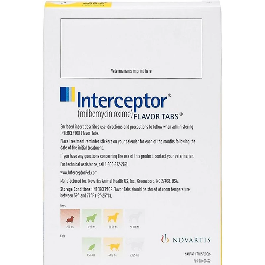 "PetSmart Interceptor Flea & Heartworm Prevention for Dogs 26-50 lbs & Cats 6-12 lbs - 6 or 12 Month Supply"
