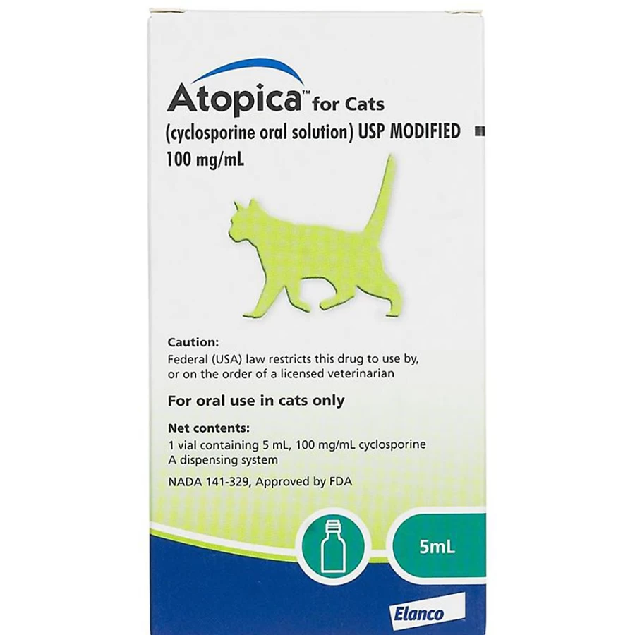 PetSmart Atopica for Cats 100mg/ml Oral Solution - 5ml or 17ml Cyclosporine Treatment for Feline Allergies