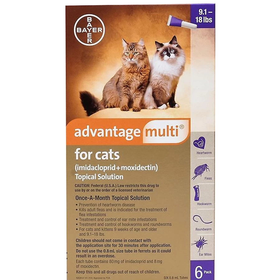 "PetSmart Advantage Multi Topical Solution for Cats 9.1-18 lbs – Flea, Tick & Heartworm Prevention"