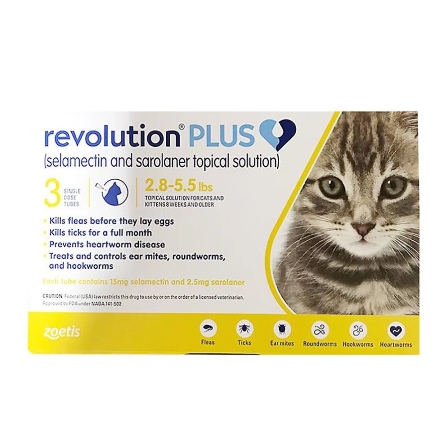 PetSmart Revolution Plus Flea & Tick Treatment for Cats 2.8-5.5 lbs (3 or 6 Month Supply) - Gold Formula