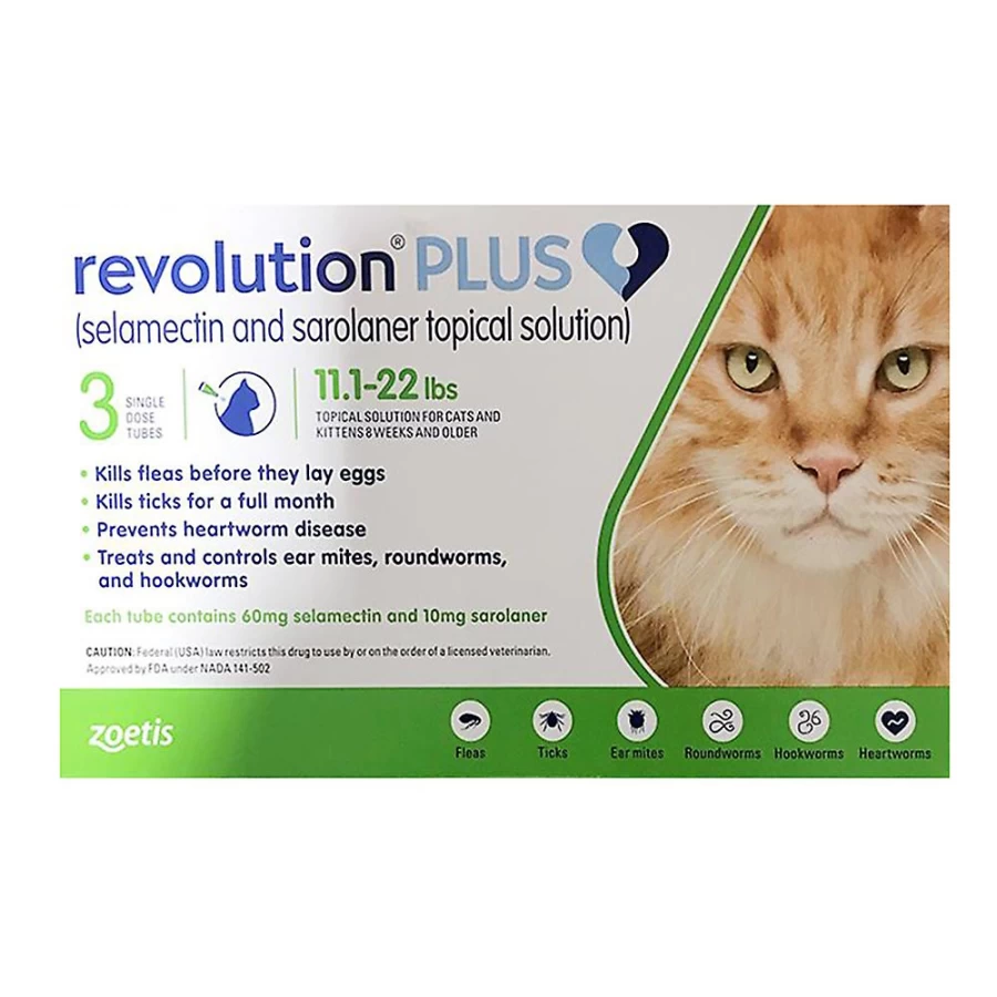 "PetSmart Revolution Plus Flea & Tick Treatment for Cats 11-22 lbs – Green, 3 or 6 Month Supply"