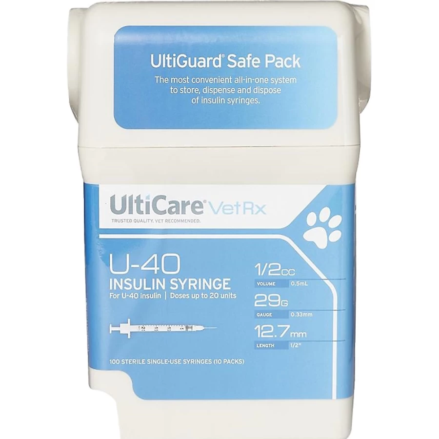 PetSmart UltiGuard U-40 Insulin Syringes 29G 1/2 Inch 100-Count with Free Sharps Container