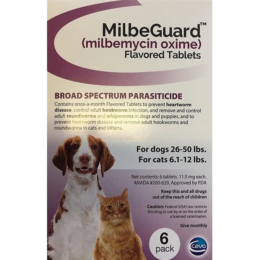 PetSmart MilbeGuard Flavored Chewable Tablets for Dogs & Cats – 6-Month Supply, Dogs 26-50 lbs, Cats 6-12 lbs, Purple