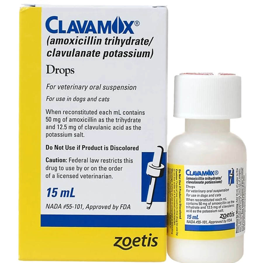 PetSmart Clavamox 62.5mg/ml Antibiotic Oral Drops for Dogs & Cats - 15ml Vet-Approved Treatment