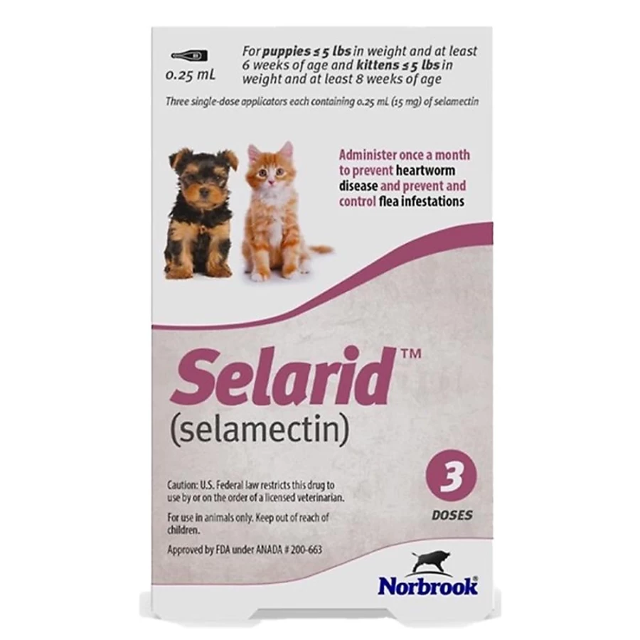 PetSmart Selarid (Selamectin) Topical Solution for Kittens & Puppies Under 5 lbs - 3 Month Flea & Worm Prevention in Mauve