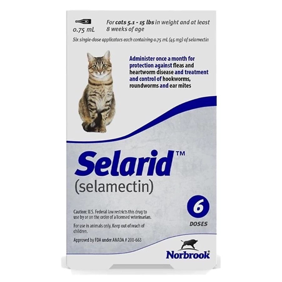 PetSmart Selarid (Selamectin) Topical Solution for Cats 5.1-15 lbs, 6-Month Flea & Worm Prevention Treatment, Blue