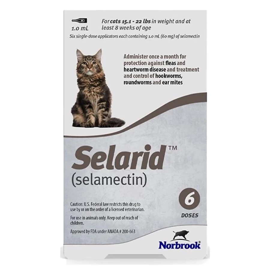 PetSmart Selarid (Selamectin) Topical Solution for Cats 15.1-22 lbs – 6-Month Flea & Worm Prevention Treatment