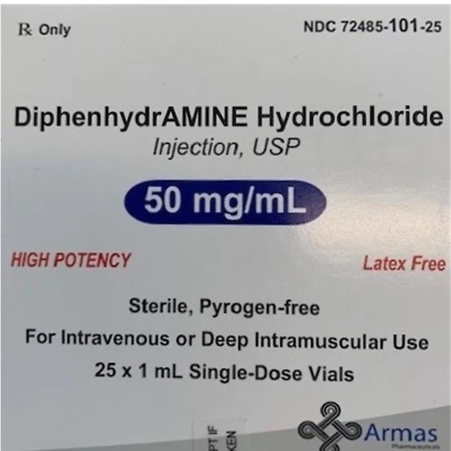 PetSmart Diphenhydramine HCl Injection 50 mg/mL, 1 mL Single-Dose Vials (25 Count) for Allergic Reactions