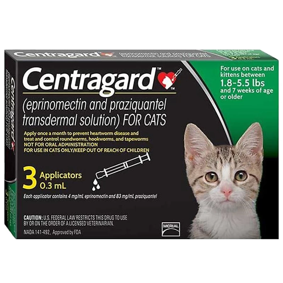 "PetSmart Centragard Flea Treatment for Cats (1.8-5.5 lbs) – 3 or 6 Month Supply – Green"