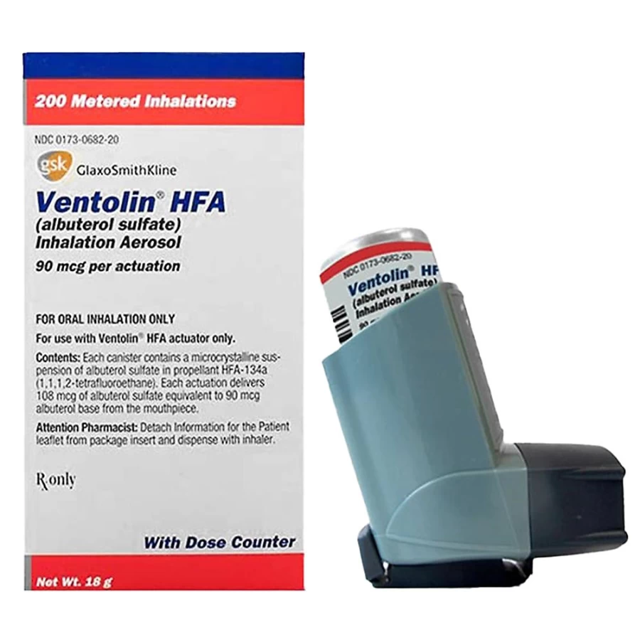 PetSmart Ventolin HFA Inhaler 18g - Albuterol Sulfate 90 mcg for Asthma Relief