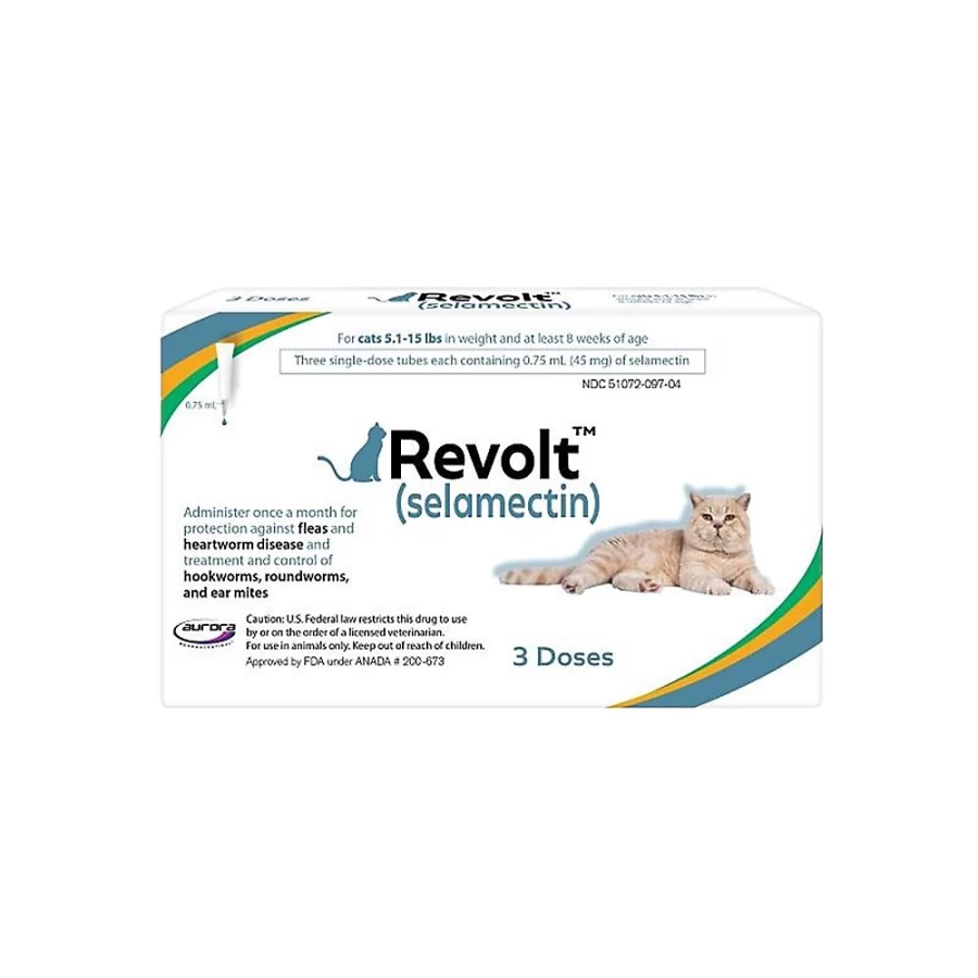 "PetSmart Revolt (Selamectin) Topical Solution for Cats 5.1-15 lbs – 3 or 6 Month Flea & Worm Treatment"