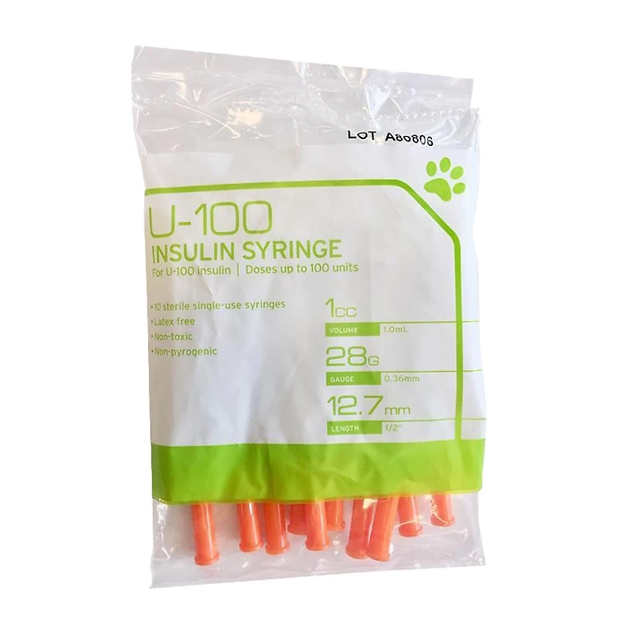 PetSmart UltiCare U-100 Insulin Syringes 28G 1cc (10-Pack) - Disposable Diabetic Needles for Precise Dosing