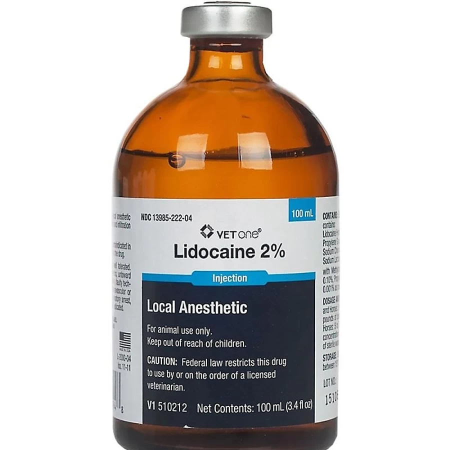 PetSmart Veterinary Lidocaine HCl 2% Injectable Solution, 100mL – Local Anesthetic for Animal Use