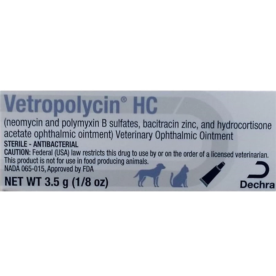 PetSmart Vetropolycin HC Ophthalmic Ointment for Dogs & Cats – 3.5 g Antibiotic Eye Treatment