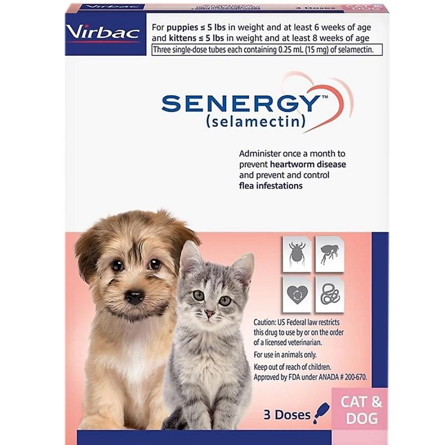 "PetSmart Senergy (Selamectin) Topical Solution for Kittens & Puppies Under 5 lbs – 3-Month Flea & Worm Treatment"