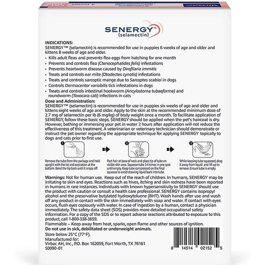 "PetSmart Senergy (Selamectin) Topical Solution for Kittens & Puppies Under 5 lbs – 3-Month Flea & Worm Treatment"