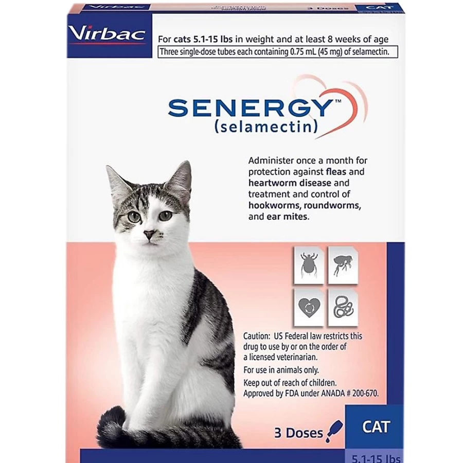 PetSmart Senergy (Selamectin) Topical Solution for Cats 5.1-15 lbs, 3-Month Supply – Flea & Tick Prevention