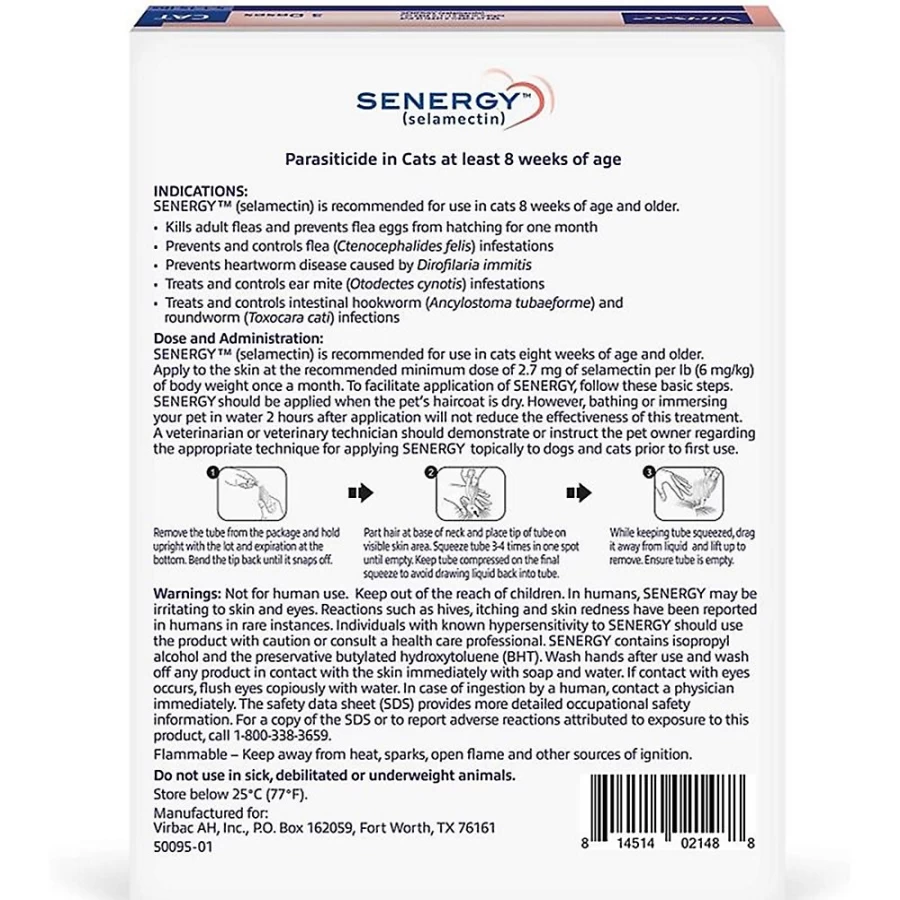 PetSmart Senergy (Selamectin) Topical Solution for Cats 5.1-15 lbs, 3-Month Supply – Flea & Tick Prevention