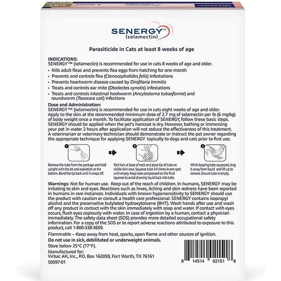 PetSmart Senergy (Selamectin) Topical Solution for Cats 15.1-22 lbs, 3-Month Supply – Flea & Tick Treatment