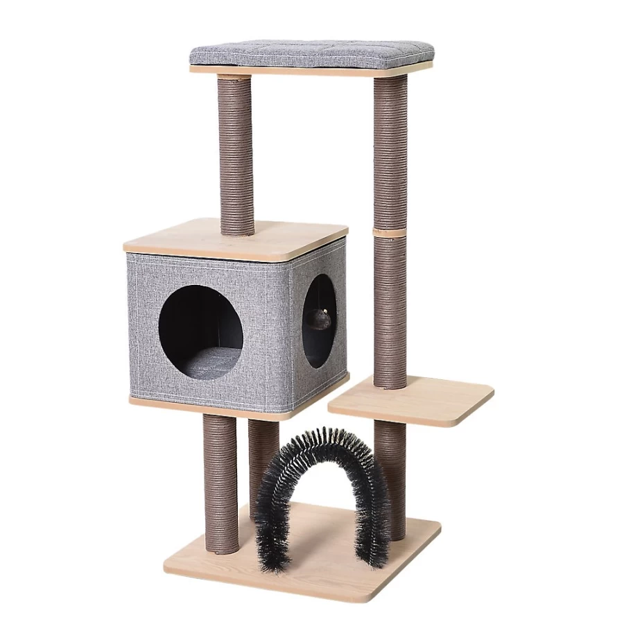 PetSmart 42-Inch 3-Tier Jute Cat Tree with Perches - Beige PetPals Elevated Activity Tower for Climbing & Scratching