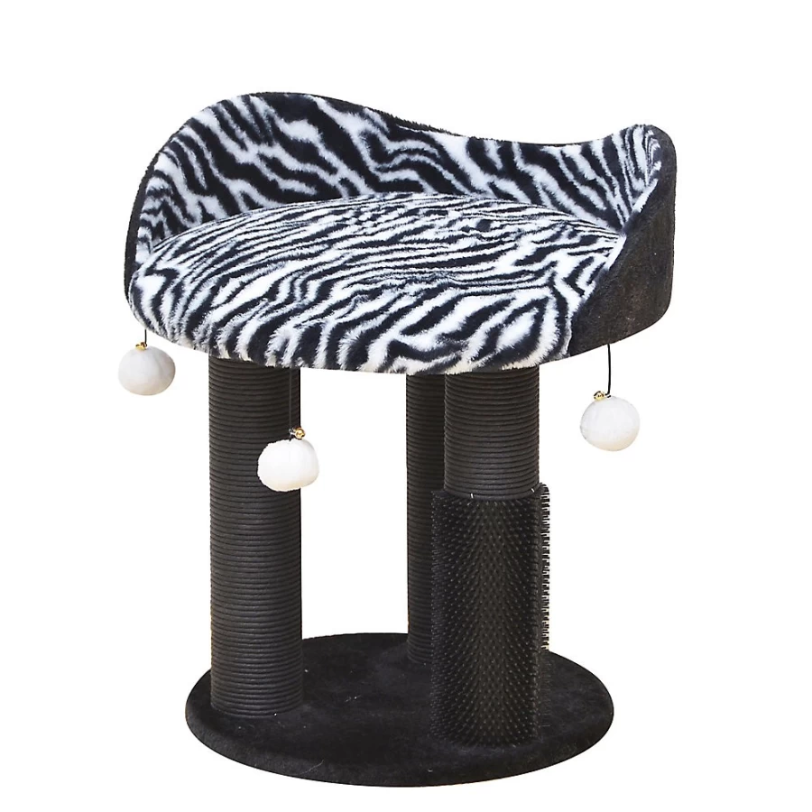 PetSmart Diego Cat Perch - 21-Inch Black & White Zebra Print Pet Bed for Cats