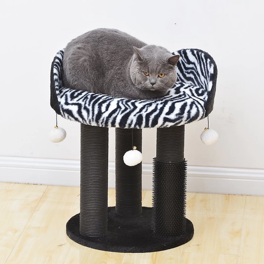 PetSmart Diego Cat Perch - 21-Inch Black & White Zebra Print Pet Bed for Cats