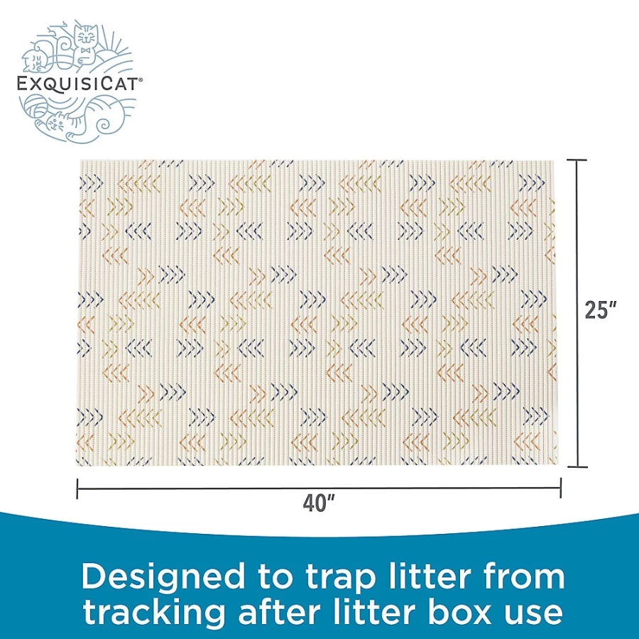 PetSmart ExquisiCat Multi-Arrow Litter Trapping Mat for Cat Litter Box – Non-Slip Waterproof Floor Mat