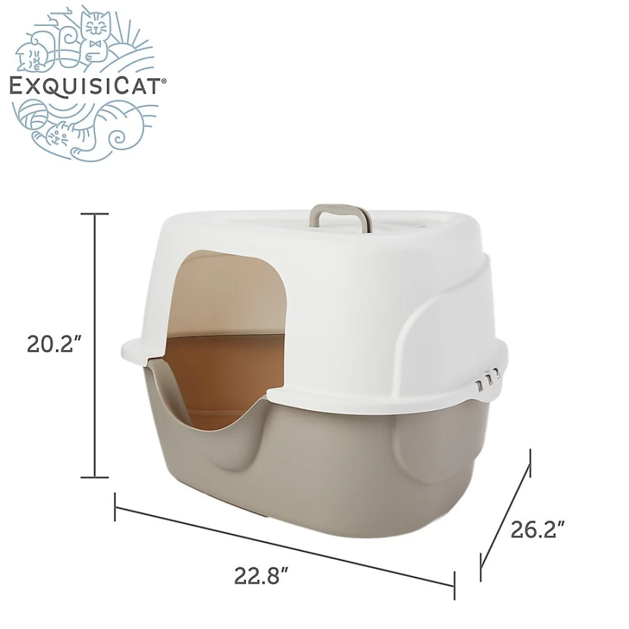 PetSmart ExquisiCat Hooded Corner Litter Box - Enclosed Cat Litter Pan with Privacy Hood