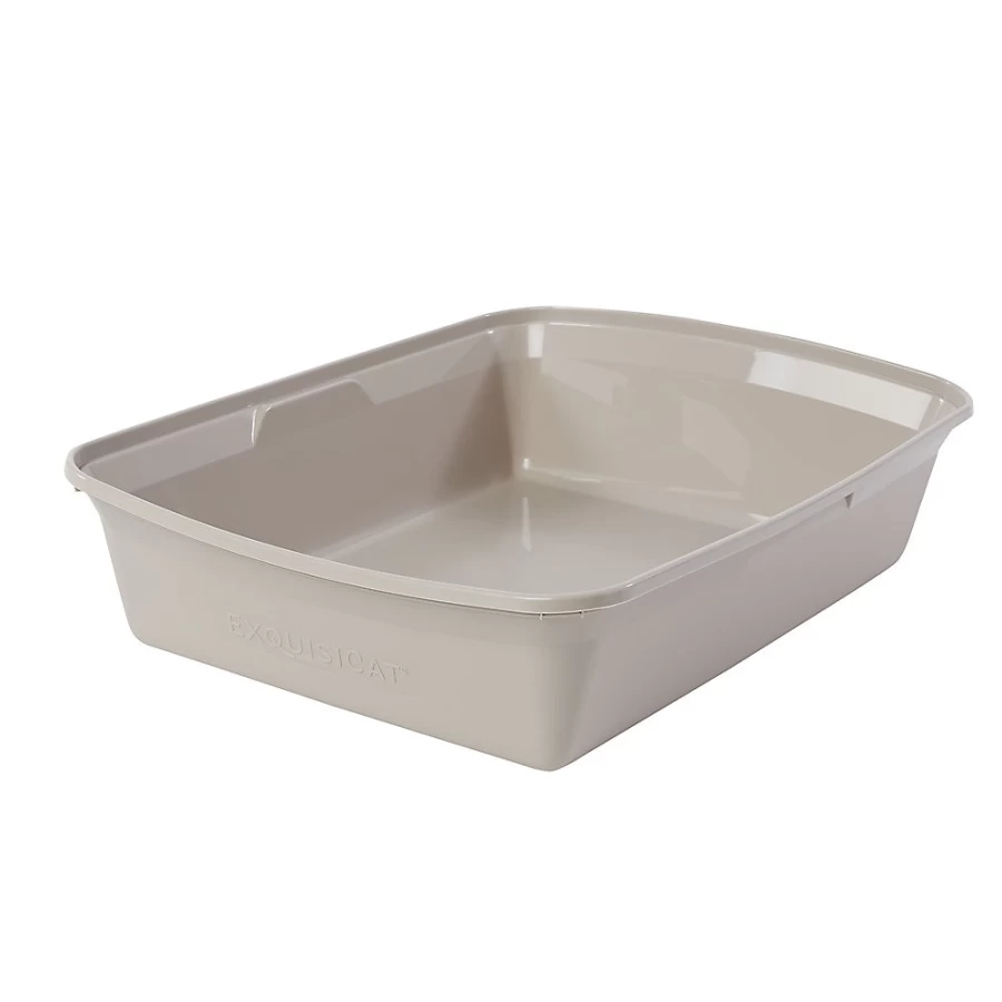 PetSmart ExquisiCat Large Open Cat Litter Box – High-Sided, Durable Plastic Pan for Easy Cleaning