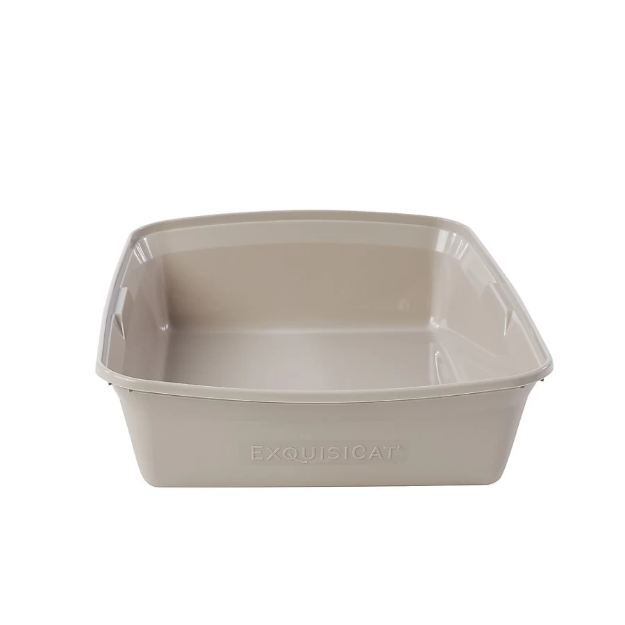 PetSmart ExquisiCat Large Open Cat Litter Box – High-Sided, Durable Plastic Pan for Easy Cleaning