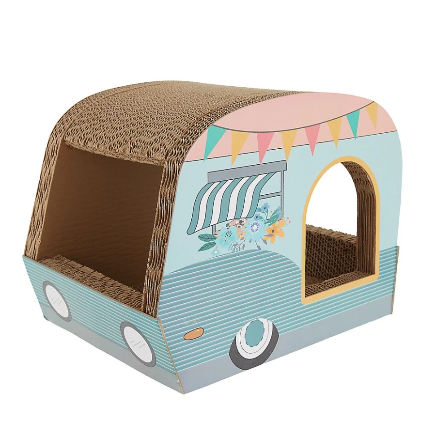 PetSmart Whisker City Corrugated Cardboard Cat Scratcher - Trailin' Off Trailer Design for Cats