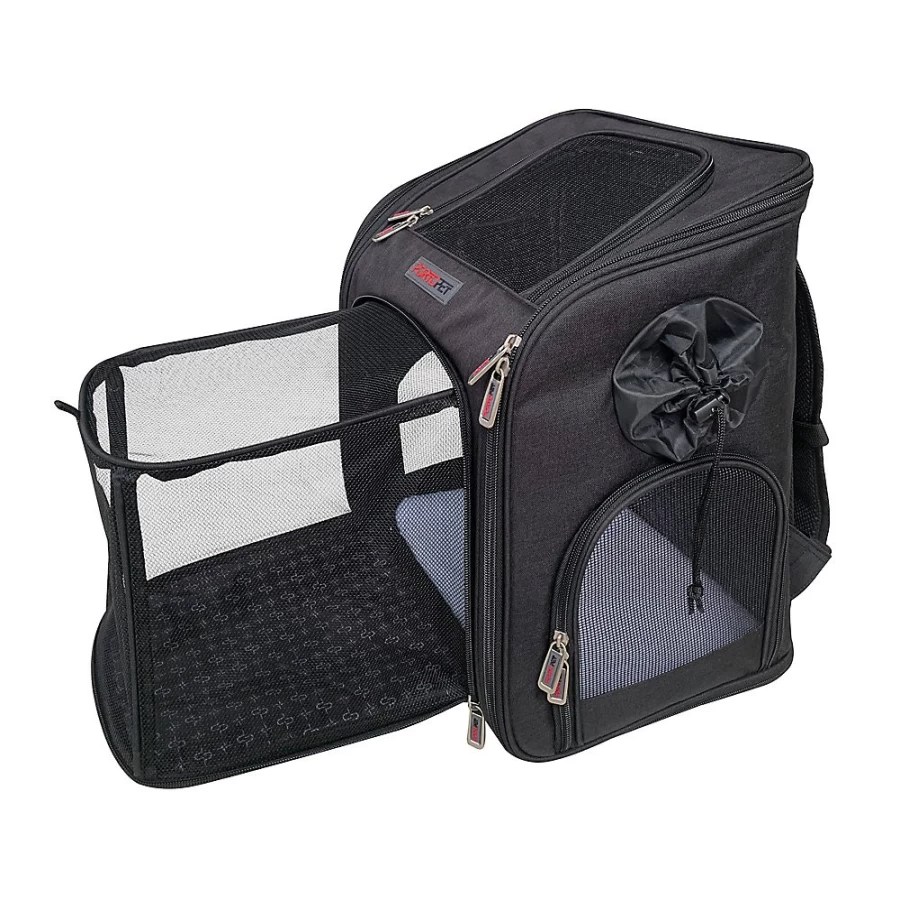 PetSmart PortoPet Austin Airline-Approved Expandable Pet Carrier Backpack - Carbon Black, Durable & Comfortable for Travel