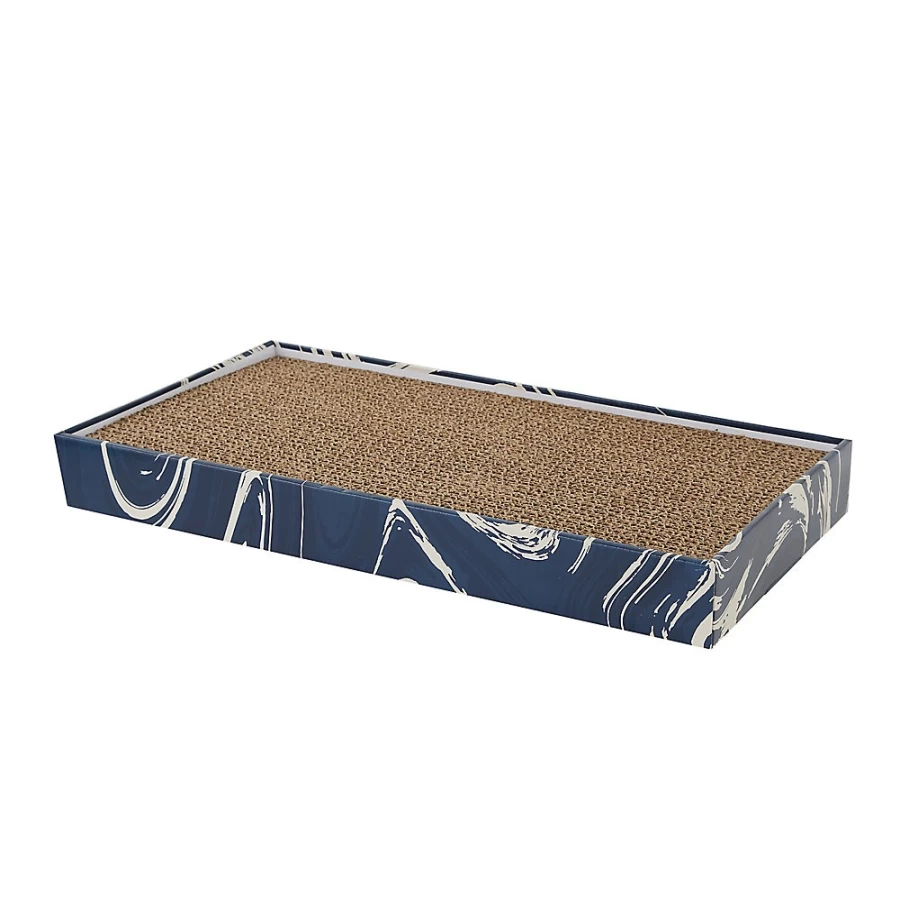 PetSmart Whisker City Navy Blue Marble Cat Scratcher with Catnip - Double Wide Scratching Pad for Cats