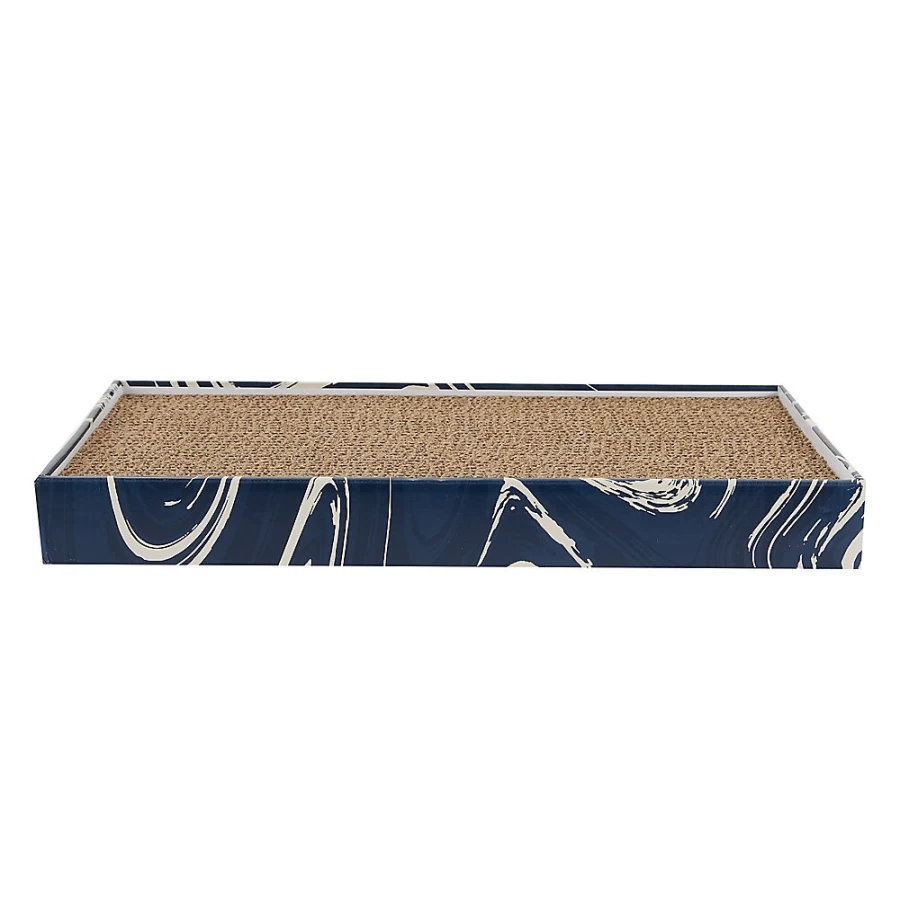 PetSmart Whisker City Navy Blue Marble Cat Scratcher with Catnip - Double Wide Scratching Pad for Cats