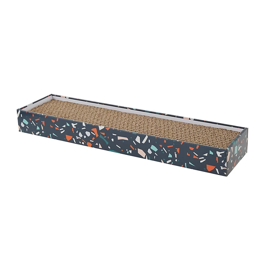 PetSmart Whisker City Navy Blue Terrazzo Cat Scratcher with Catnip - Single-Wide Scratching Pad for Cats