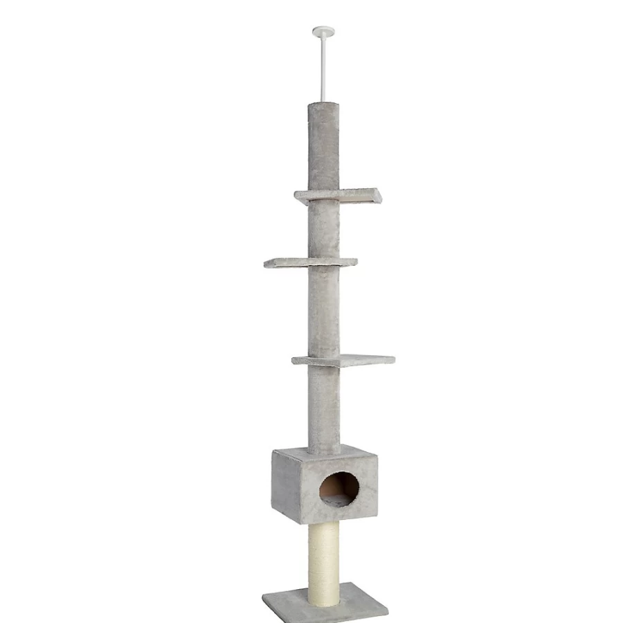 PetSmart Whisker City Grey 90-Inch Tall Cat Tree - Sky-High Plank Sanctuary for Climbing & Play