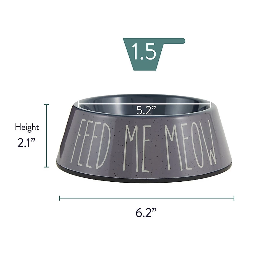 PetSmart Whisker City 1.5-Cup Melamine Cat Bowl - Feed Me Meow Design