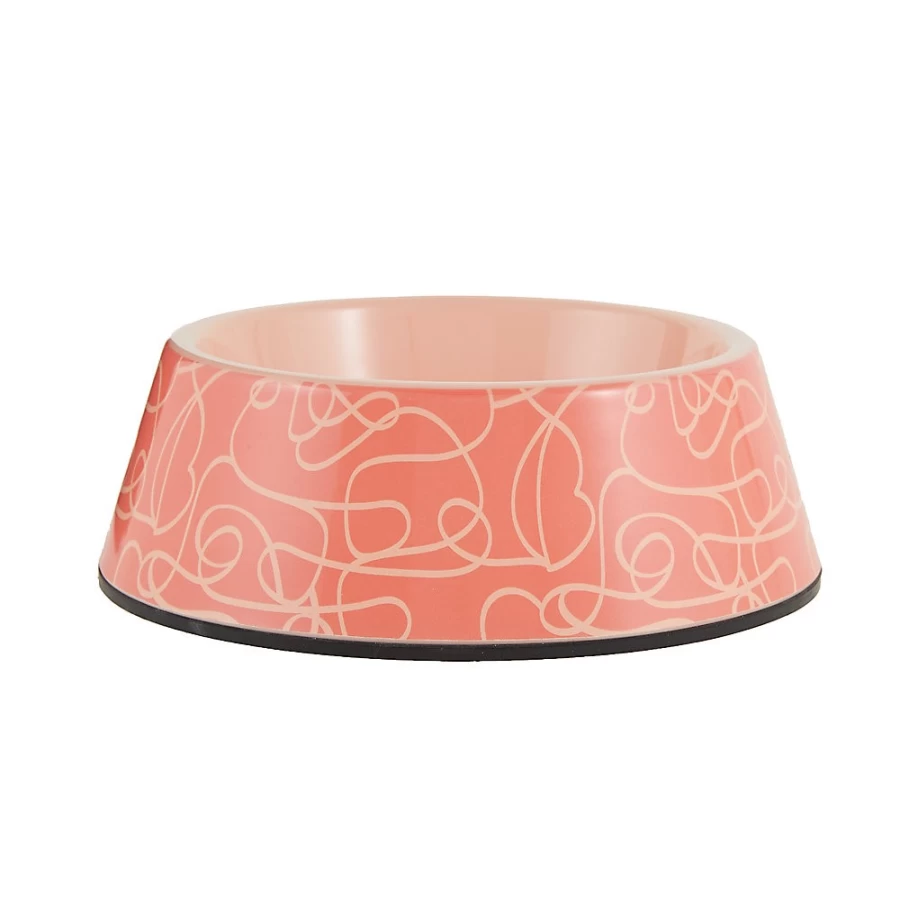 PetSmart Whisker City 1.5-Cup Coral Abstract Melamine Cat Food Bowl for Cats