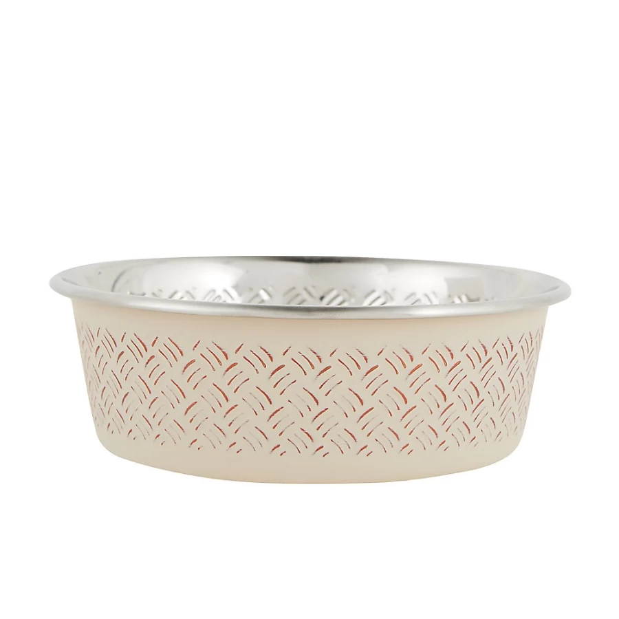 PetSmart Whisker City Stainless Steel Cat Bowl, 1.5 Cup Capacity, Embossed Cross Hatch Design, Durable Pet Food Dish