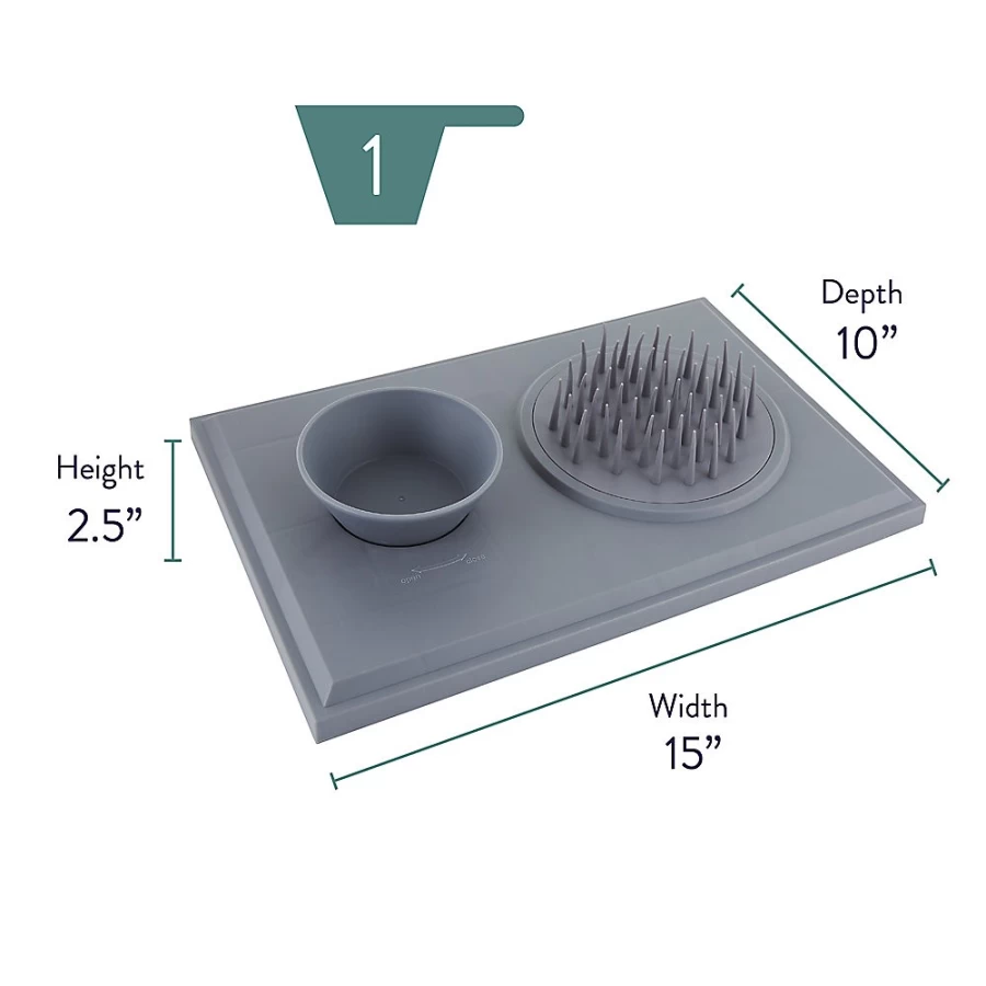 PetSmart Whisker City Slow Feed Cat Mat - 1 Cup Capacity Grass Design for Portion Control
