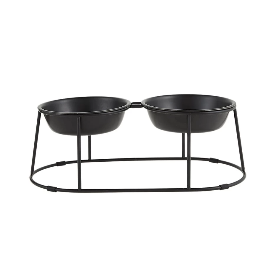 PetSmart Whisker City Elevated Double Cat Diner with Metal Stand - Black Pet Feeding Station