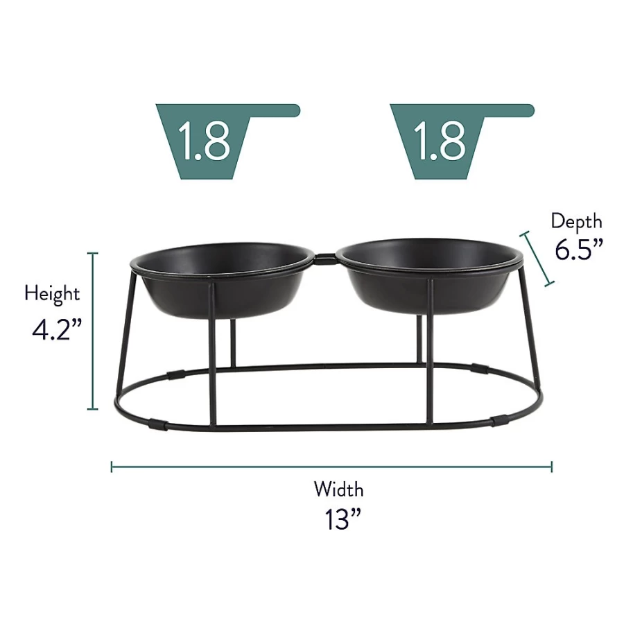 PetSmart Whisker City Elevated Double Cat Diner with Metal Stand - Black Pet Feeding Station