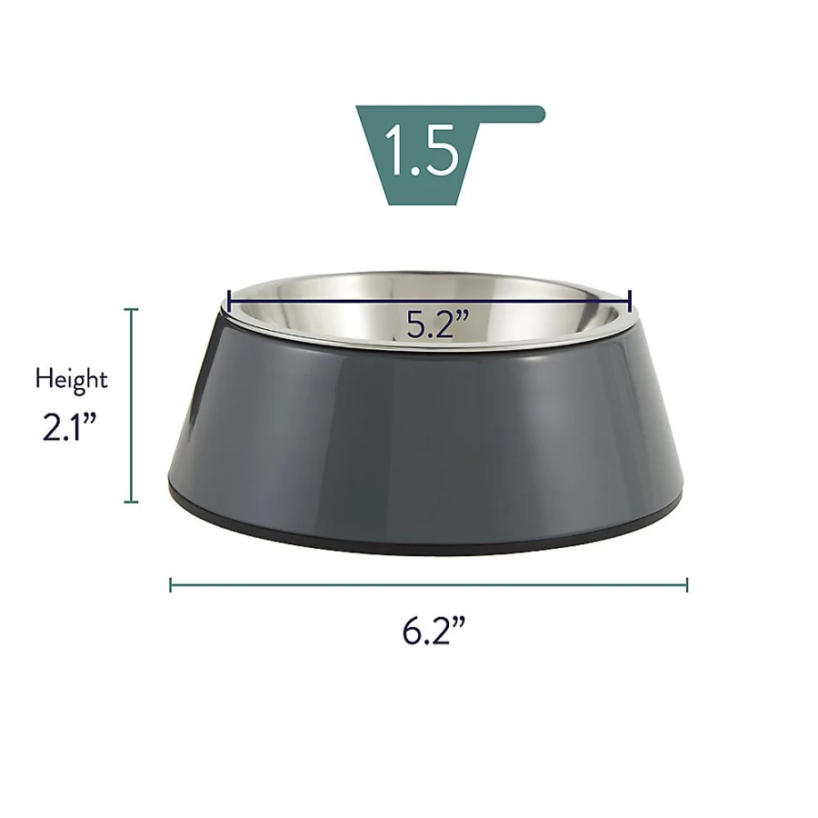PetSmart Whisker City 1.5-Cup Dark Grey Melamine Cat Food Bowl for Pets