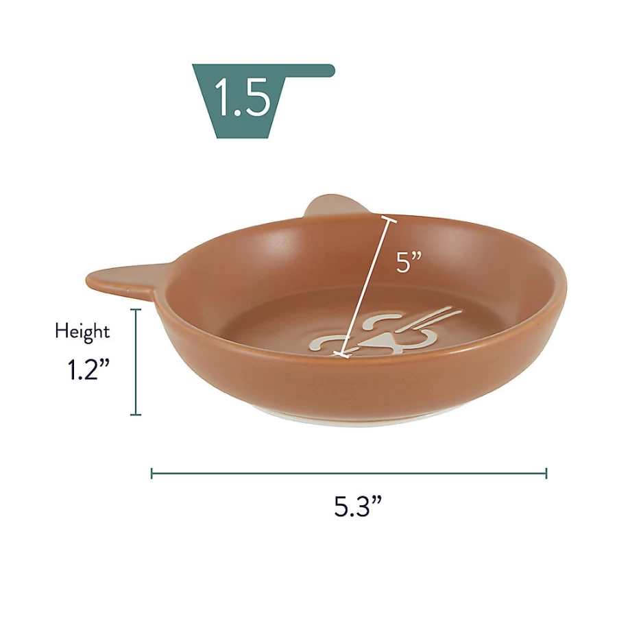 PetSmart Whisker City Ceramic Cat Bowl – 1.5 Cup Terracotta Pet Dish for Food & Water