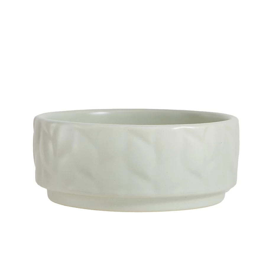 PetSmart Whisker City 1.5-Cup Ceramic Cat Bowl with Ivy Leaf Design, Textured Non-Slip Base