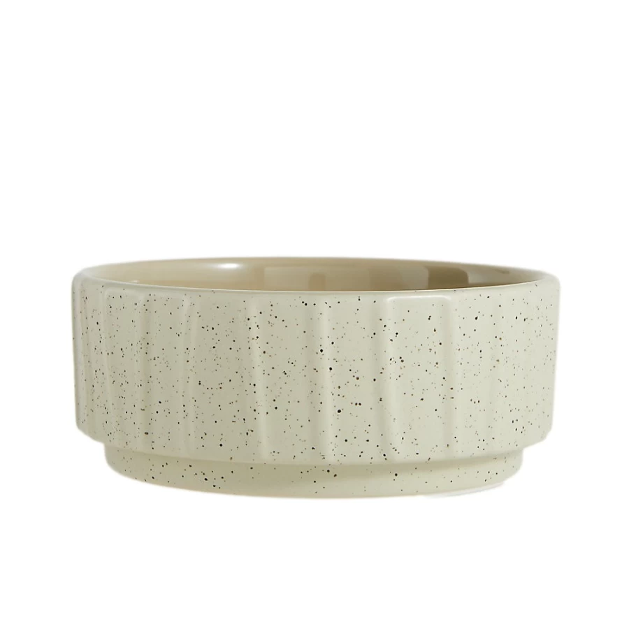 PetSmart Whisker City 3D Vertical Lines Ceramic Cat Bowl, Ivory, 1.5-Cup Capacity, Elevated Cat Food Dish for Healthy Posture