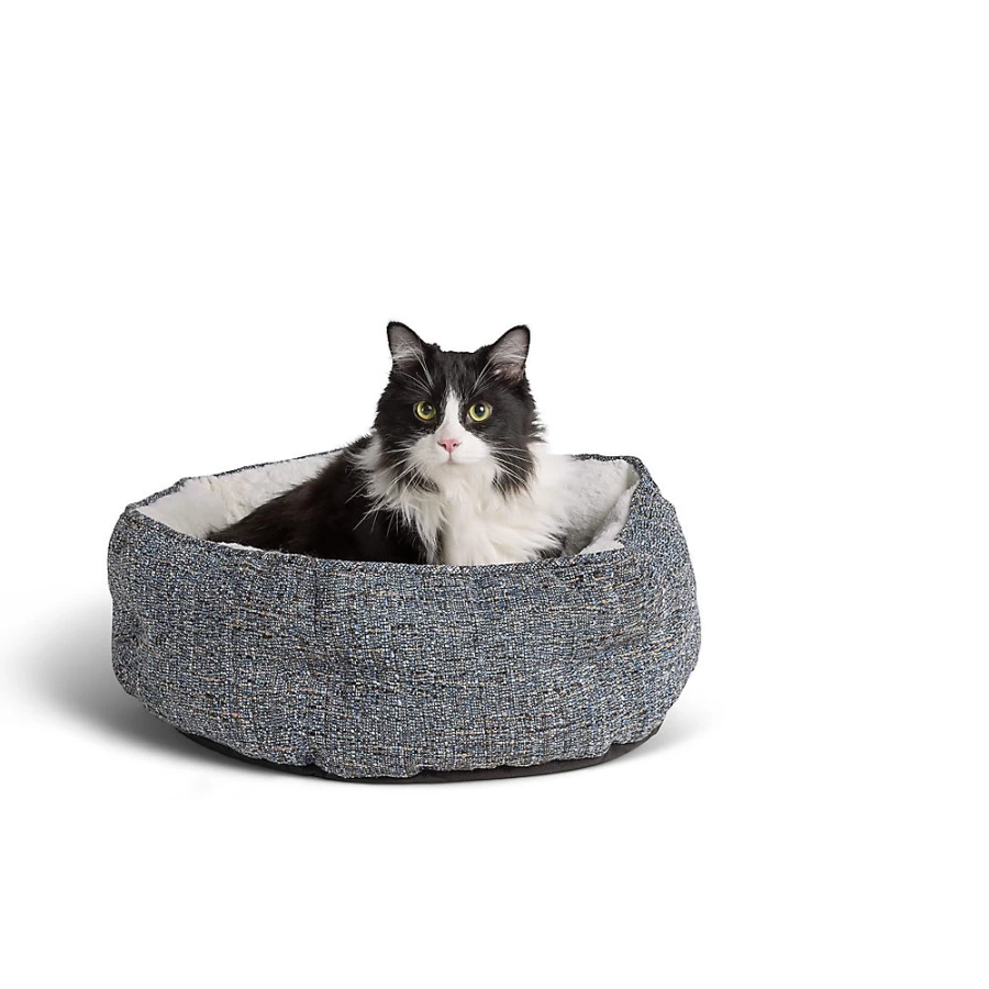 PetSmart Whisker City Blue Tweed Hexagon Cat Bed - Cozy Cuddler for Cats