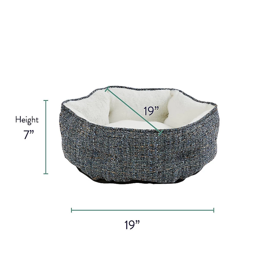PetSmart Whisker City Blue Tweed Hexagon Cat Bed - Cozy Cuddler for Cats