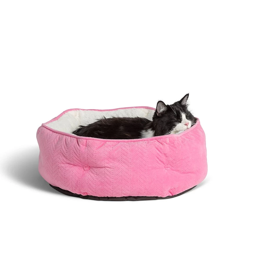 PetSmart Whisker City Pink Chevron Hexagon Cat Bed - Soft Cuddler Pet Bed for Cats